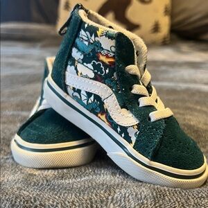 Vans High-Top Sneakers with Teal and White glow in the dark dragon design